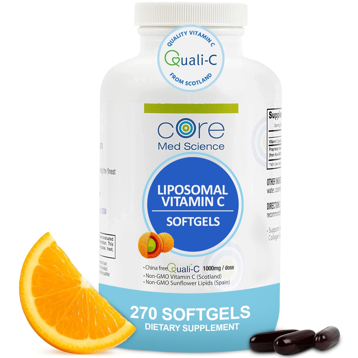 Core Med Science Liposomal Vitamin C 1000mg – 270 Softgels | Non-GMO