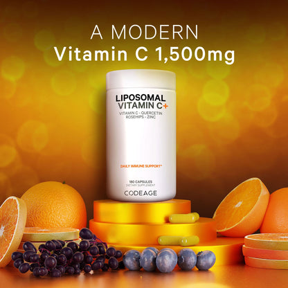 Codeage Liposomal Vitamin C 1500mg with Zinc & Elderberry – Vegan, Non-GMO, 2-Pack