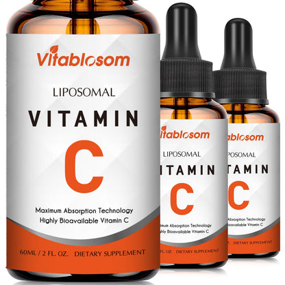 Liposomal Vitamin C 2000mg Liquid – High Absorption, Immune Support (60ML x3 Bottles)