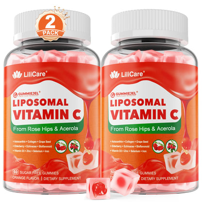 LILICARE Liposomal Vitamin C 1000mg Gummies – Immune Support, Organic, Sugar Free, 2-Pack