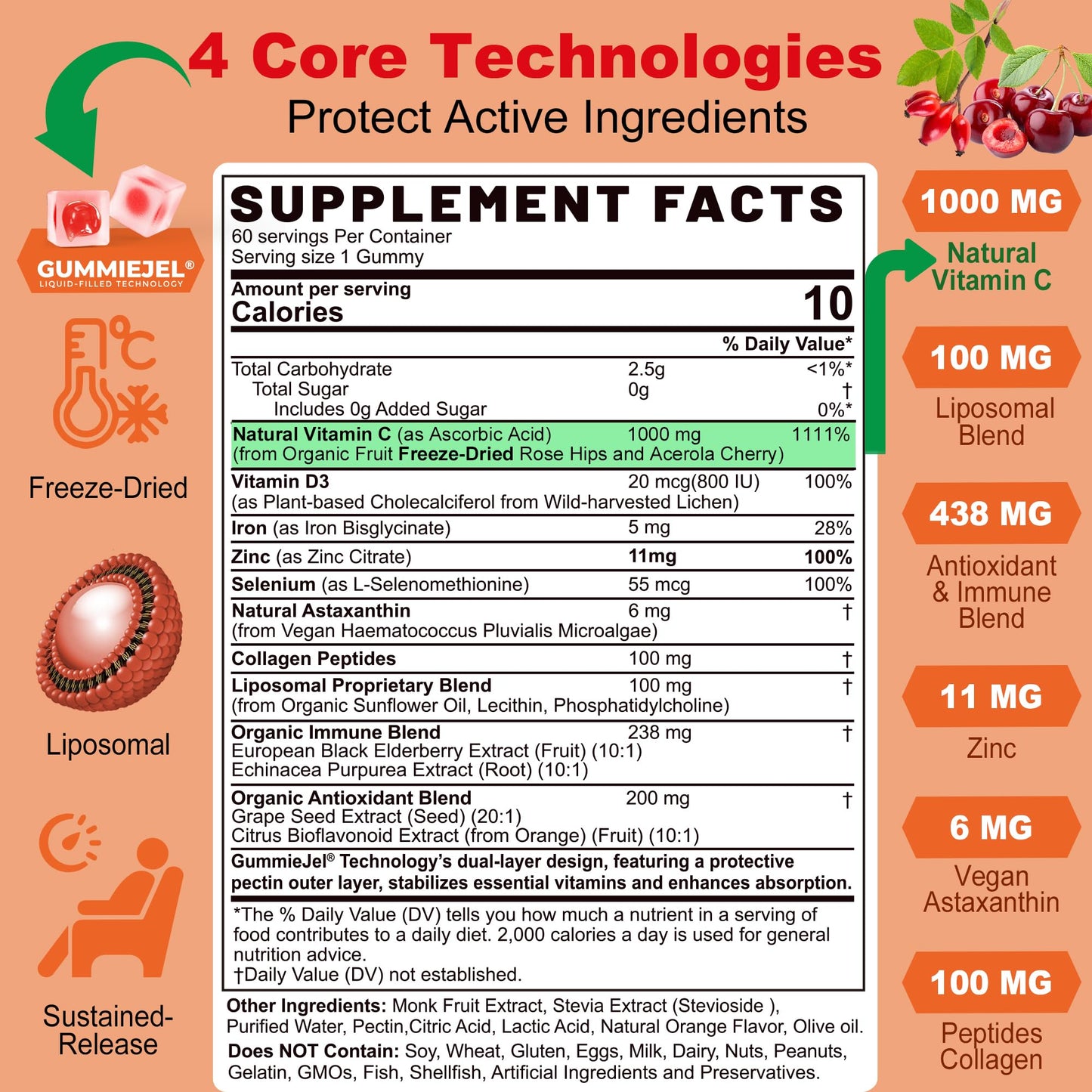LILICARE Liposomal Vitamin C 1000mg Gummies – Immune Support, Organic, Sugar Free, 2-Pack