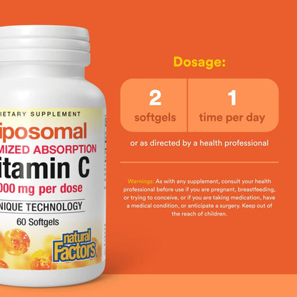 Natural Factors Liposomal Vitamin C, 60 Softgels – High-Absorption Vitamin C