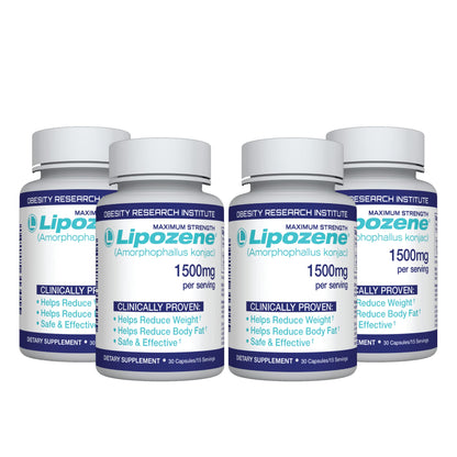 Lipozene Diet Pills – 4 Bottles (120 Capsules) Fiber-Based Appetite Control
