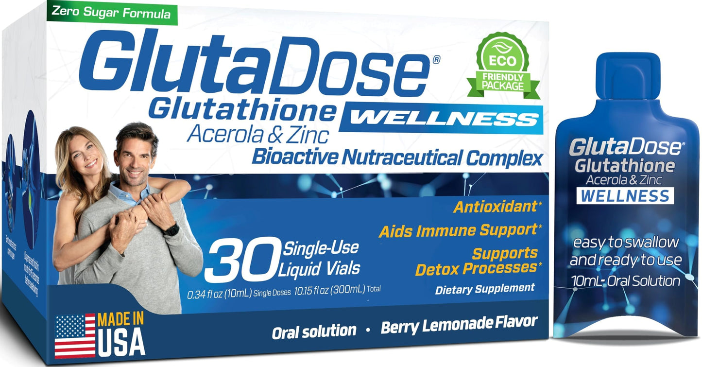 GlutaDose Liquid Glutathione – Lemon Berry Acerola + Zinc, 30 Doses