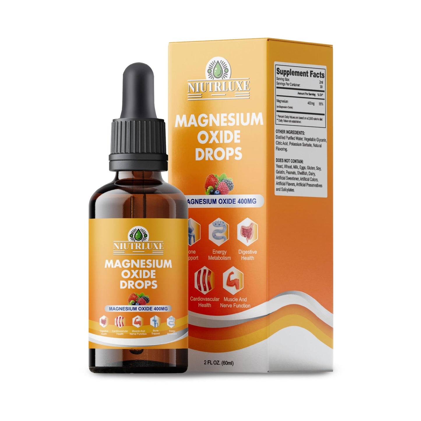Liquid Magnesium Oxide 400mg Drops – 60ml | High-Potency Sublingual Magnesium