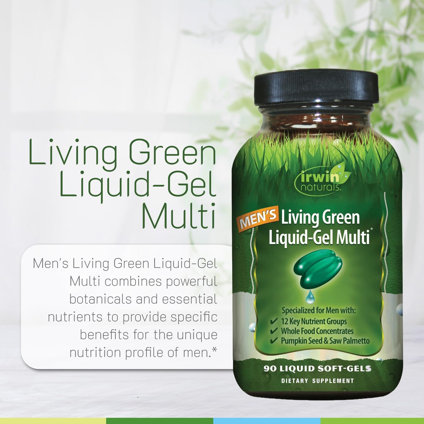 Irwin Naturals Men's Living Green Liquid-Gel Multi – 70 Nutrients, 120 Softgels (3-Pack)