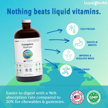 LIQUIDHEALTH Complete Multivitamin - 2 Pack | USA Made, Vegan, Non-GMO, Sugar-Free