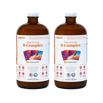 LIQUIDHEALTH Mega Energy B-Complex – Liquid Vitamin for Energy, Immune Support & Heart Health | Made in USA | Vegan