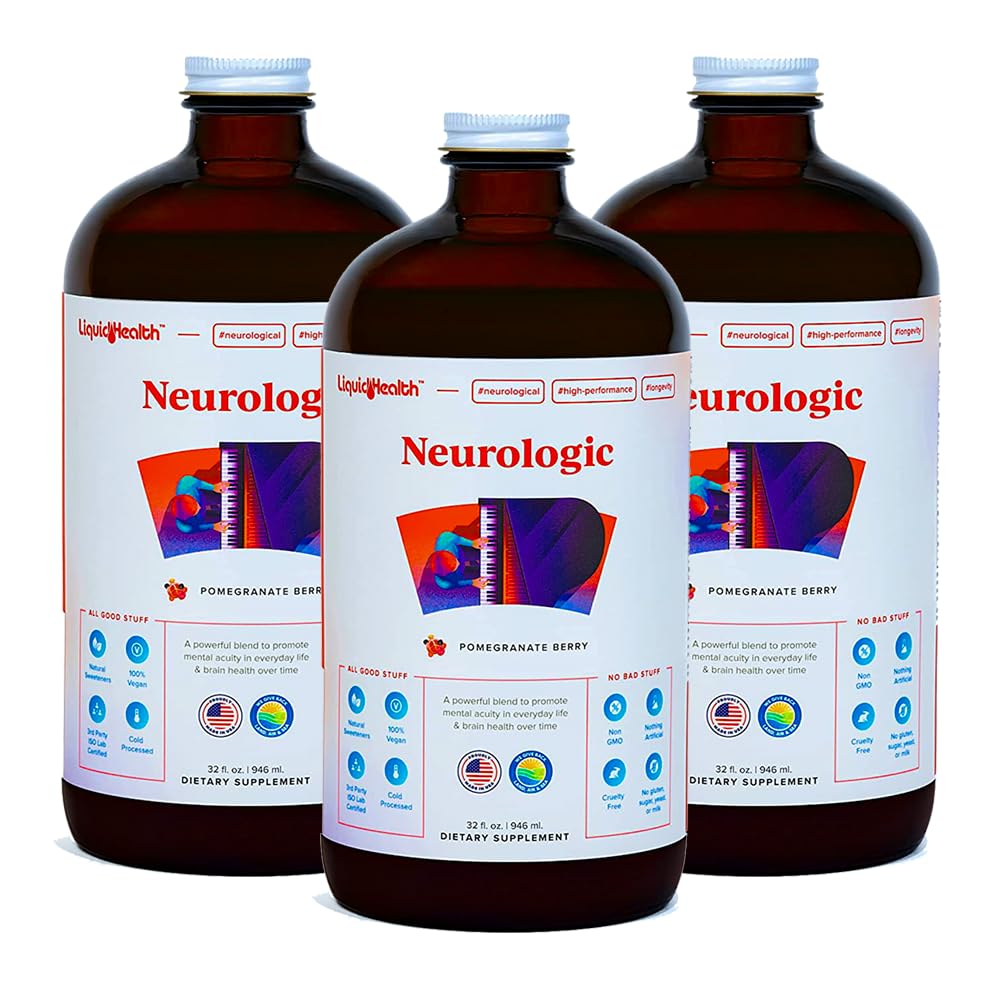 LIQUIDHEALTH Neurologic Focus – Brain Booster Nootropic (USA Made, 3 Pack)