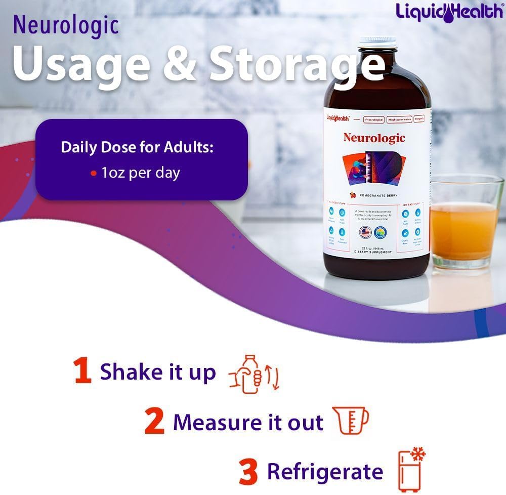LIQUIDHEALTH Neurologic Focus – Brain Booster Nootropic (USA Made, 3 Pack)