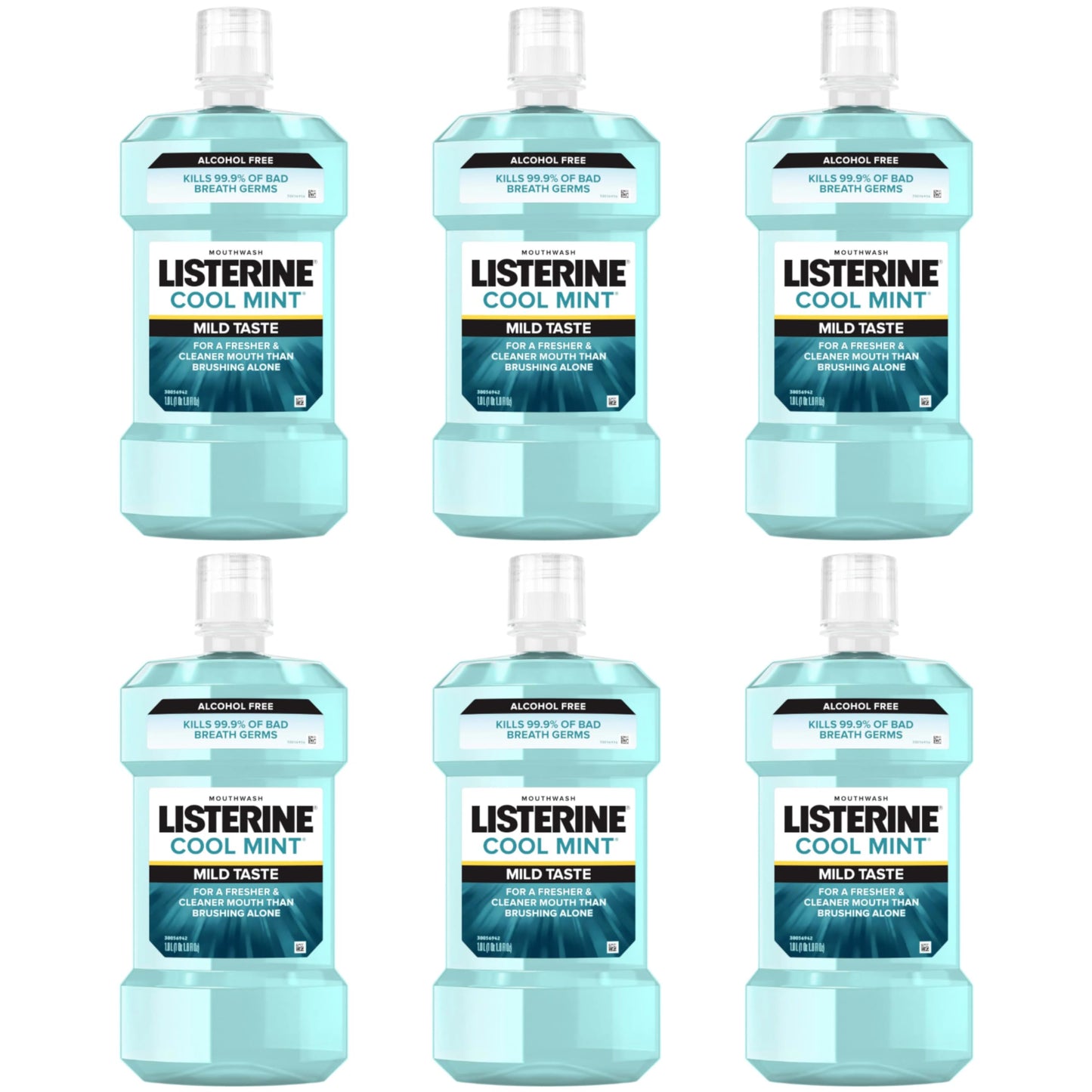 Listerine Cool Mint Alcohol-Free Mouthwash – 500 mL, 6 Pack