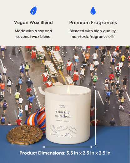 Literie NYC Inspired Candle – I Ran The Marathon, Oakmoss & Amber (9oz)