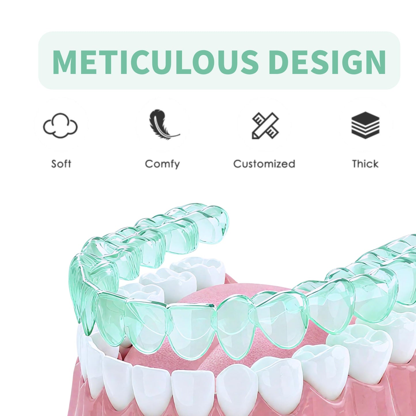 Litlcutie Mouth Guard for Grinding Teeth at Night – 4 Pack, 2 Sizes, Spearmint Green