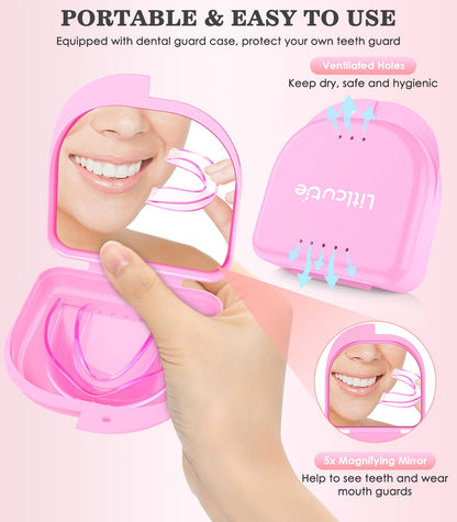 Litlcutie Mouth Guard for Teeth Grinding at Night – 4 Pack with 2 Mirror Cases