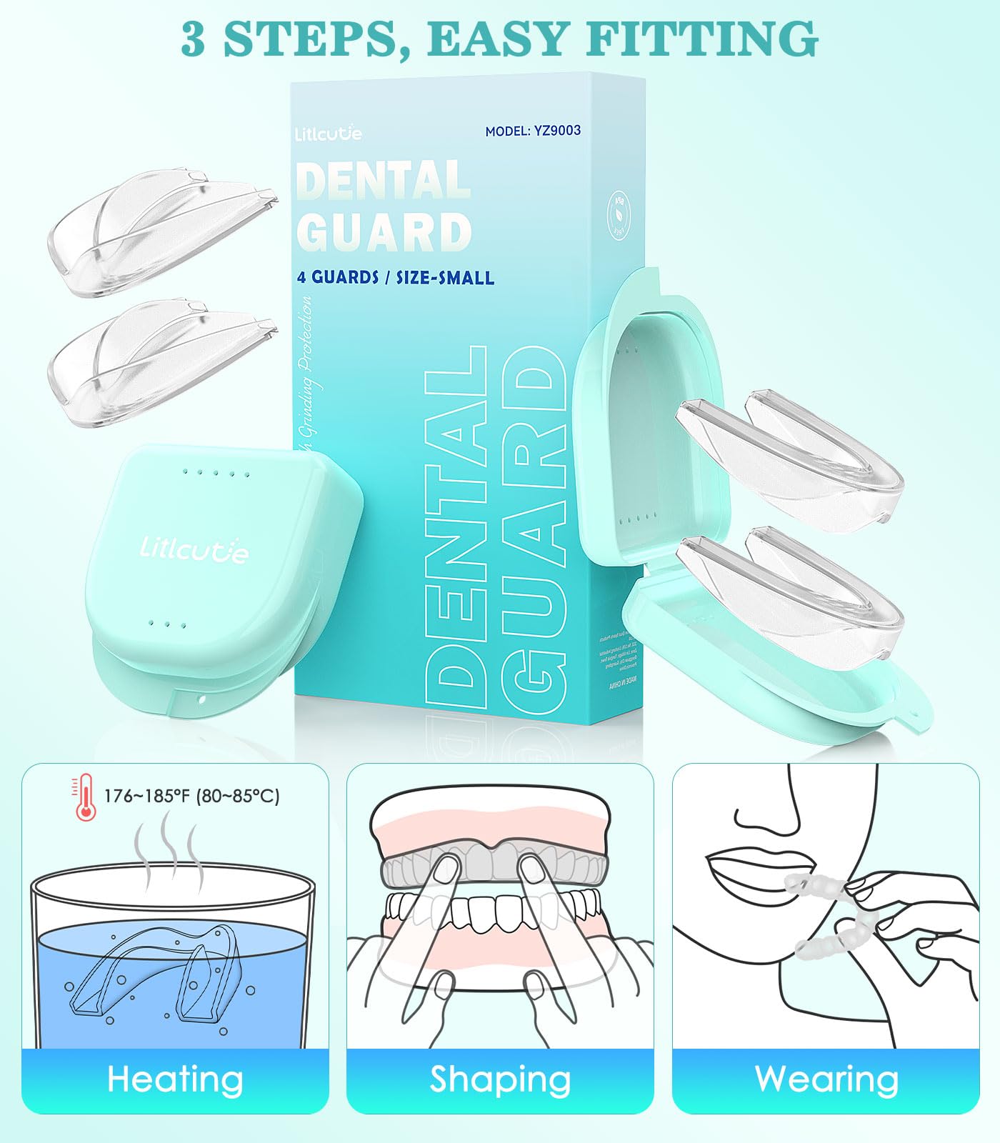 Litlcutie Mouth Guard for Teeth Grinding | Night Guard EVA Material | Small 4-Pack Transparent