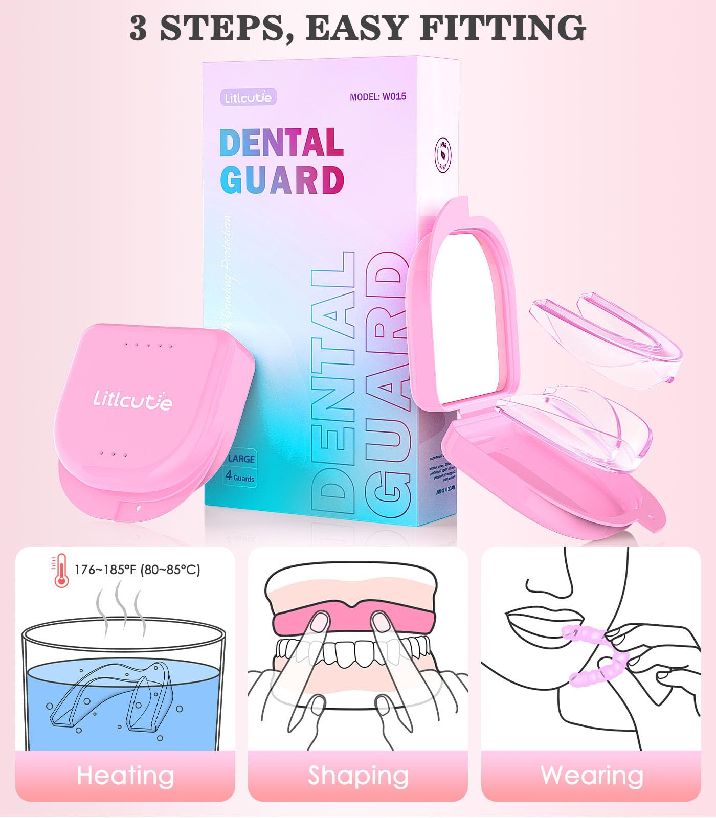 Litlcutie Large Mouth Guard for Teeth Grinding at Night – 4 Pack