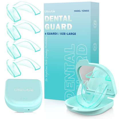 Litlcutie Mouth Guard for Teeth Grinding at Night - 4 Pack Large Mint Green