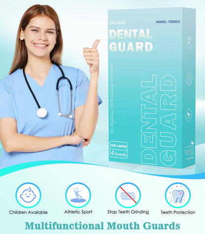 Litlcutie Mouth Guard for Teeth Grinding at Night - 4 Pack Large Mint Green