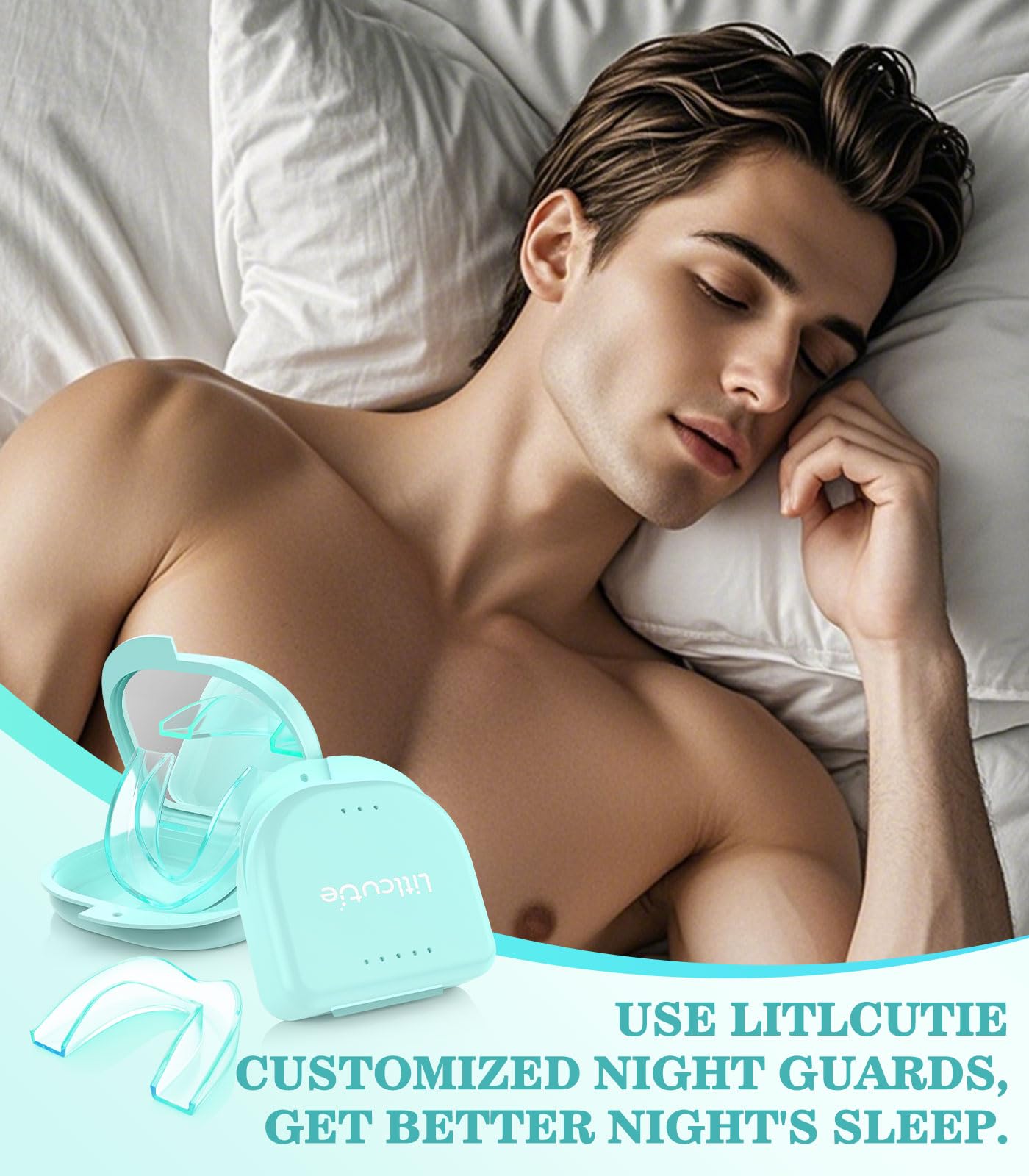 Litlcutie Mouth Guard for Teeth Grinding at Night - 4 Pack Large Mint Green