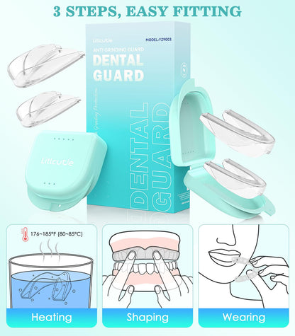 Litlcutie Night Mouth Guard for Teeth Grinding – 4 Pcs, 2 Sizes, Clear