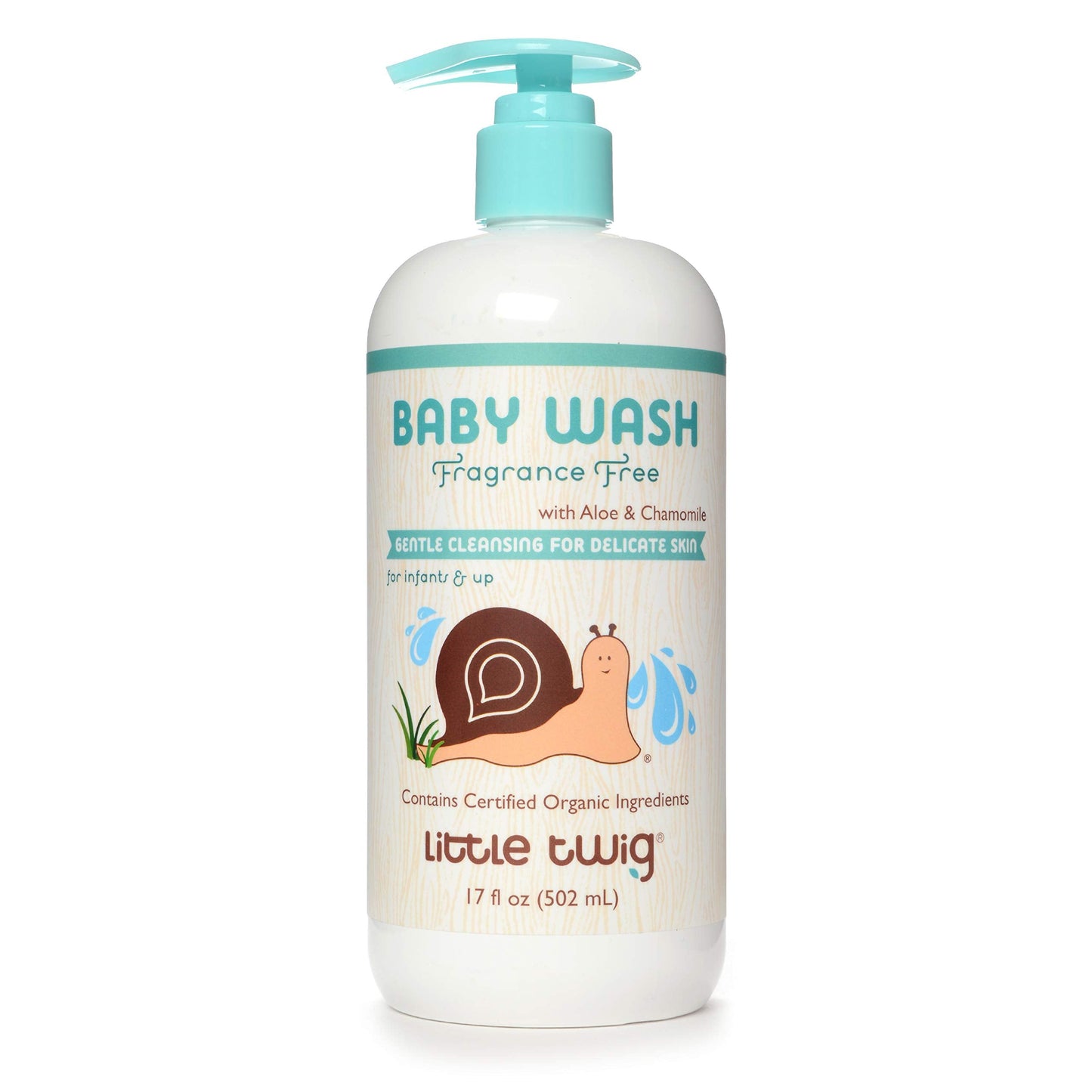 Little Twig Baby Wash – Fragrance Free, Plant-Derived Formula, 17 fl oz