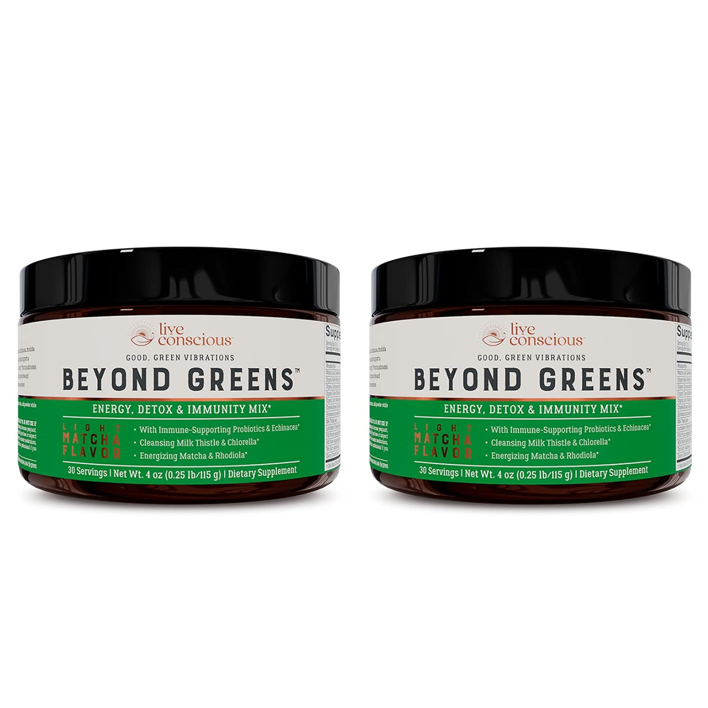 Live Conscious Beyond Greens Matcha Powder – Immune Support & Energy, 2-Pack (30 Servings)