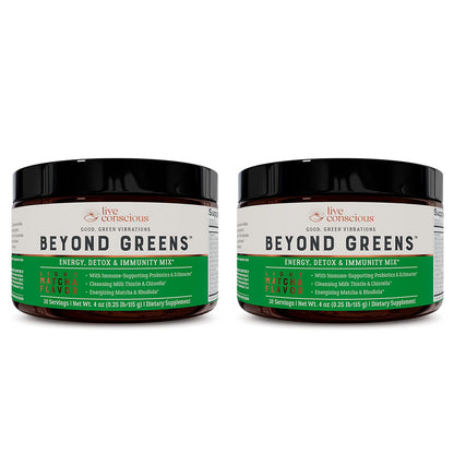 Live Conscious Beyond Greens Matcha Powder – Immune Support & Energy, 2-Pack (30 Servings)
