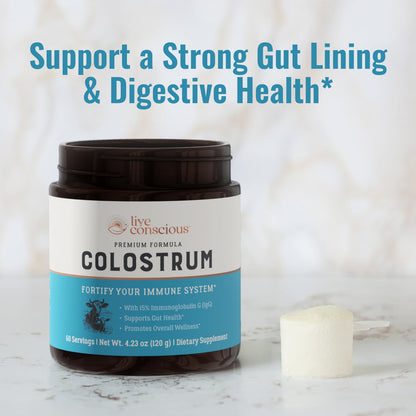 Live Conscious Colostrum Powder – Grass-Fed Bovine Colostrum + Lactoferrin
