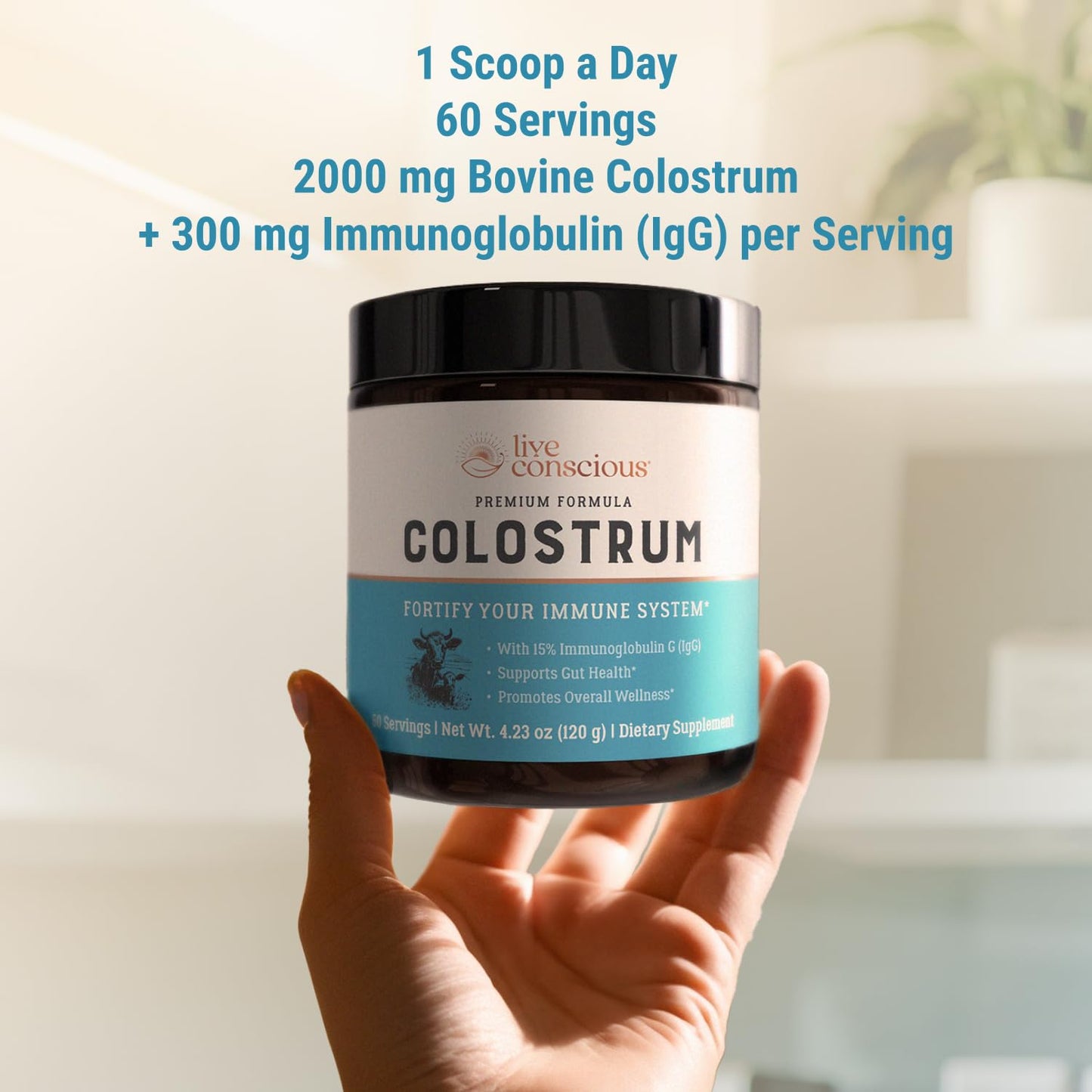 Live Conscious Colostrum Powder – Grass-Fed Bovine Colostrum + Lactoferrin