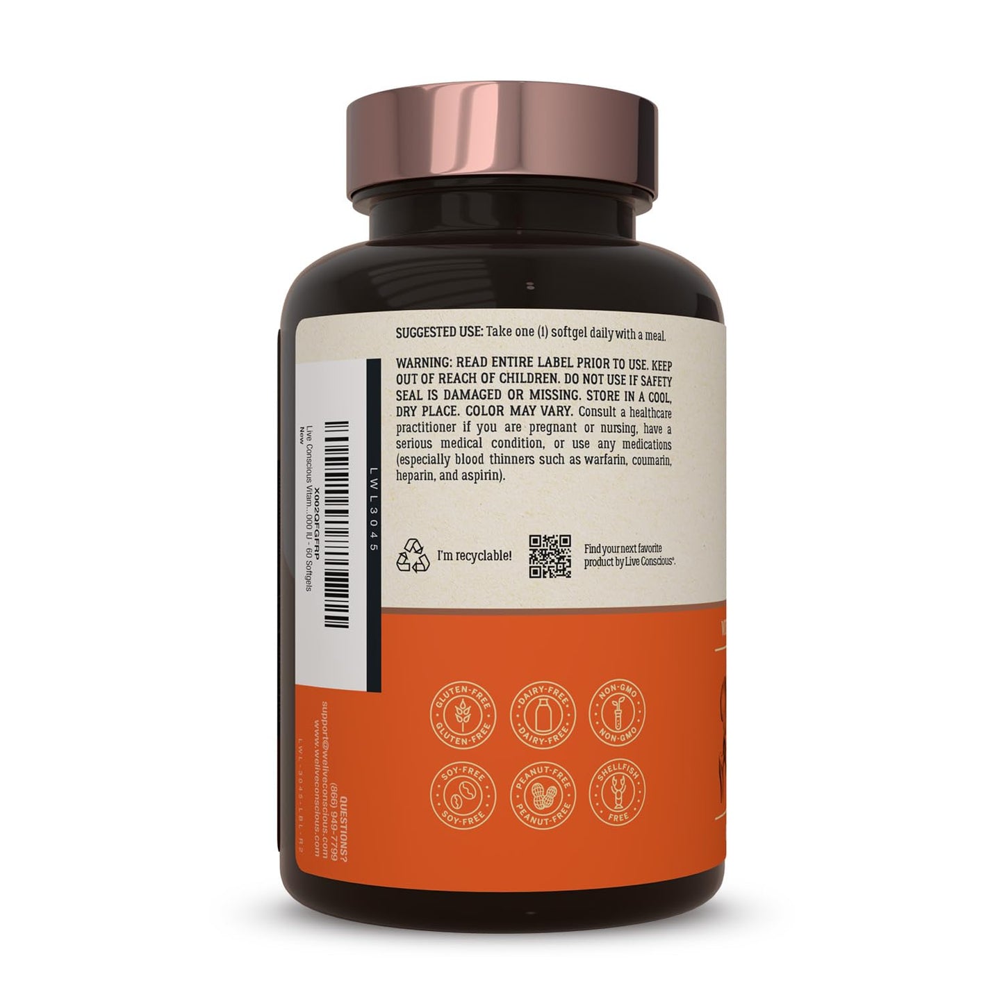Live Conscious Vitamin K2 MK7 with D3 5000 IU – Bone & Heart Health Support (2-Pack)