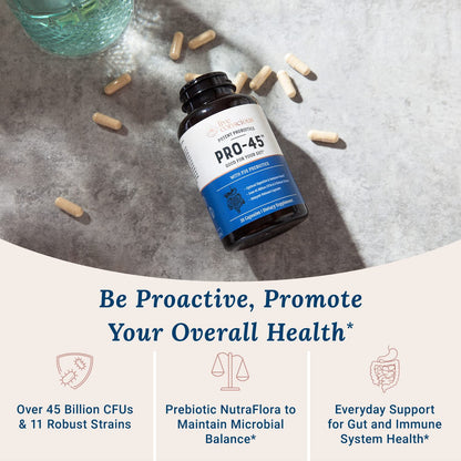 Live Conscious PRO45 Probiotic 45B CFU, 11 Strains, Dairy Free, Delayed-Release Veggie Caps | 2-Pack