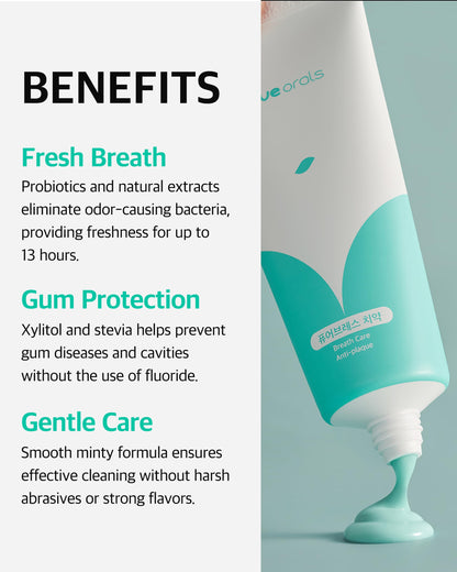 Live Orals PureBreath Toothpaste 80g Pack of 5 – Fluoride-Free, Mint Fresh, Gentle Cleaning