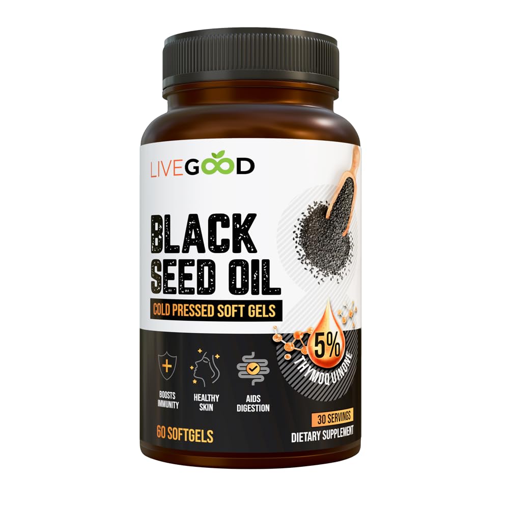 LIVEGOOD Black Seed Oil Capsules | Cold-Pressed Nigella Sativa for Immune & Heart Support (60 Count)