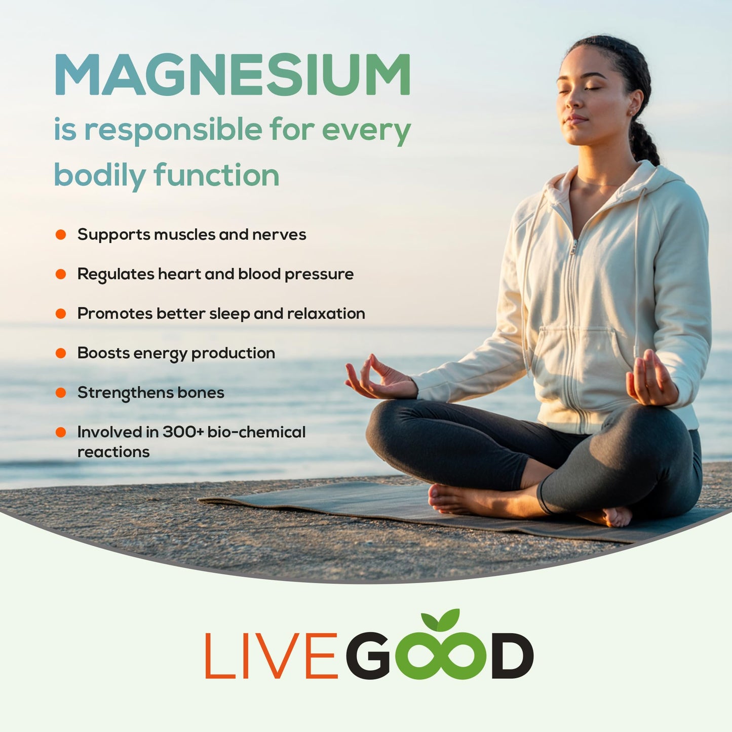 LiveGood Ultra Magnesium Complex – Organic Glycinate & Gluconate | Muscle Recovery & Nerve Support | 60 Capsules