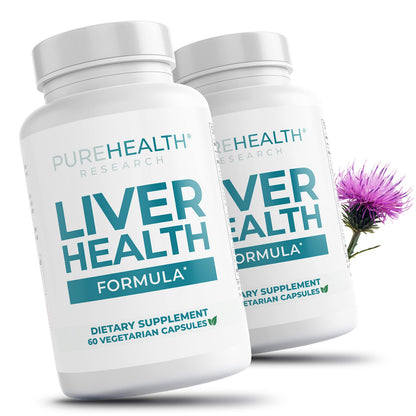PureHealth Research Liver Health Detox & Cleanse — Fatty Liver Support with Artichoke, Milk Thistle & Dandelion, 2 Bottles