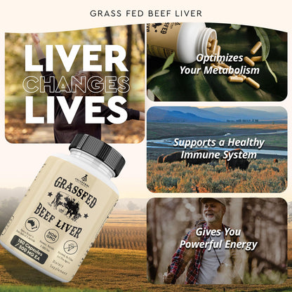 Ancestral Supplements Grass Fed Beef Liver 180 Capsules | Energy, Detox, Digestion, Immunity