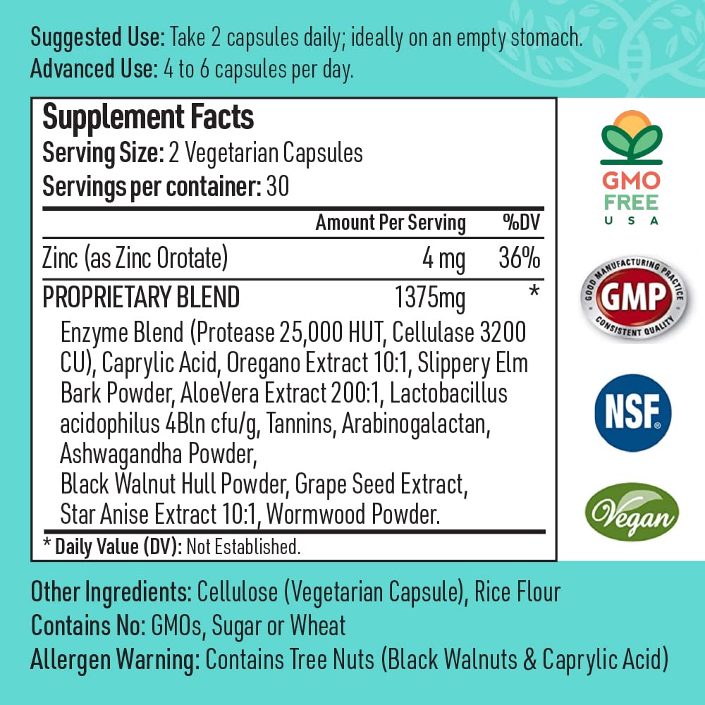 Liver Medic Candida Complex – Digestive Enzymes & Probiotic Cleanse, Non-GMO 120 Caps