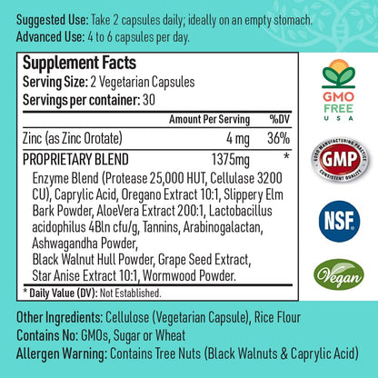 Liver Medic Candida Complex – Digestive Enzymes & Probiotic Cleanse, Non-GMO 120 Caps