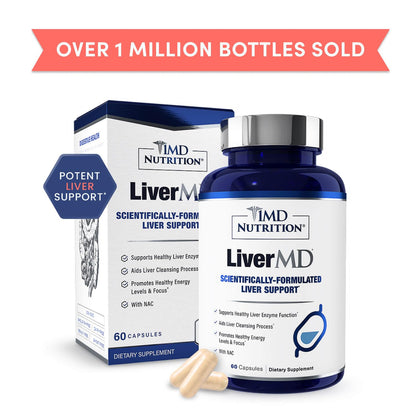 1MD Nutrition LiverMD - Liver Support Supplement with Siliphos Silybin & NAC | 60 Capsules