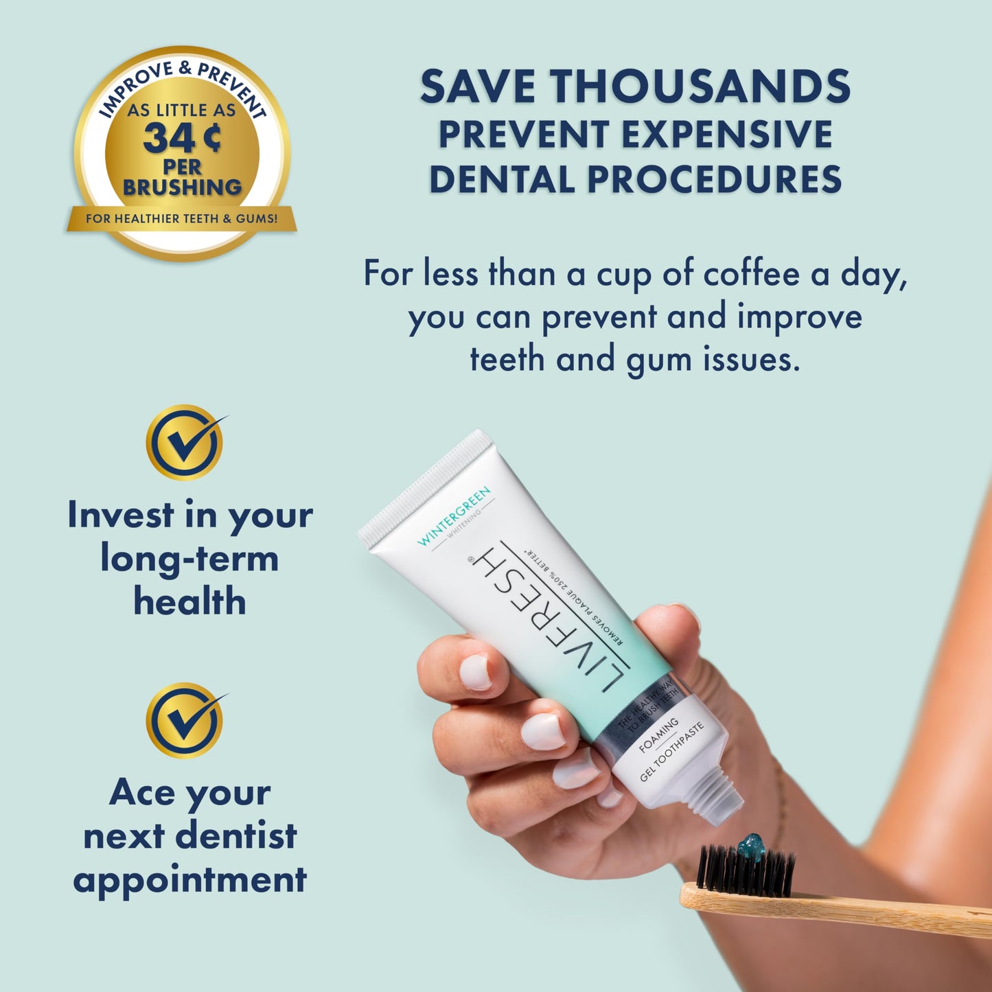 LIVFRESH Toothpaste Gel Wintergreen 3 Pack – Clinically Proven