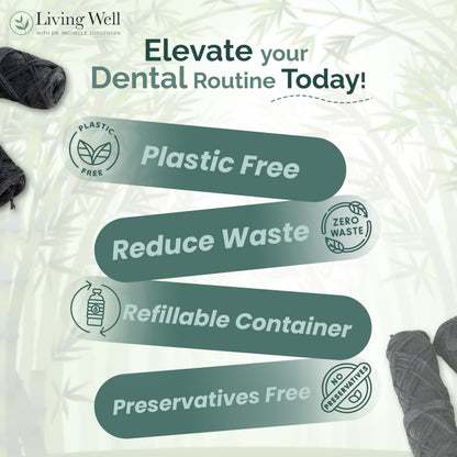 Living Well Bamboo Charcoal Dental Floss – Natural, Vegan & Biodegradable