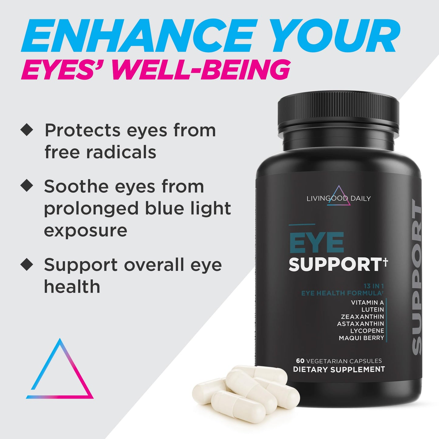 Livingood Daily Eye Support – 13-in-1 Vision Vitamin (Vegan, 60 Capsules)