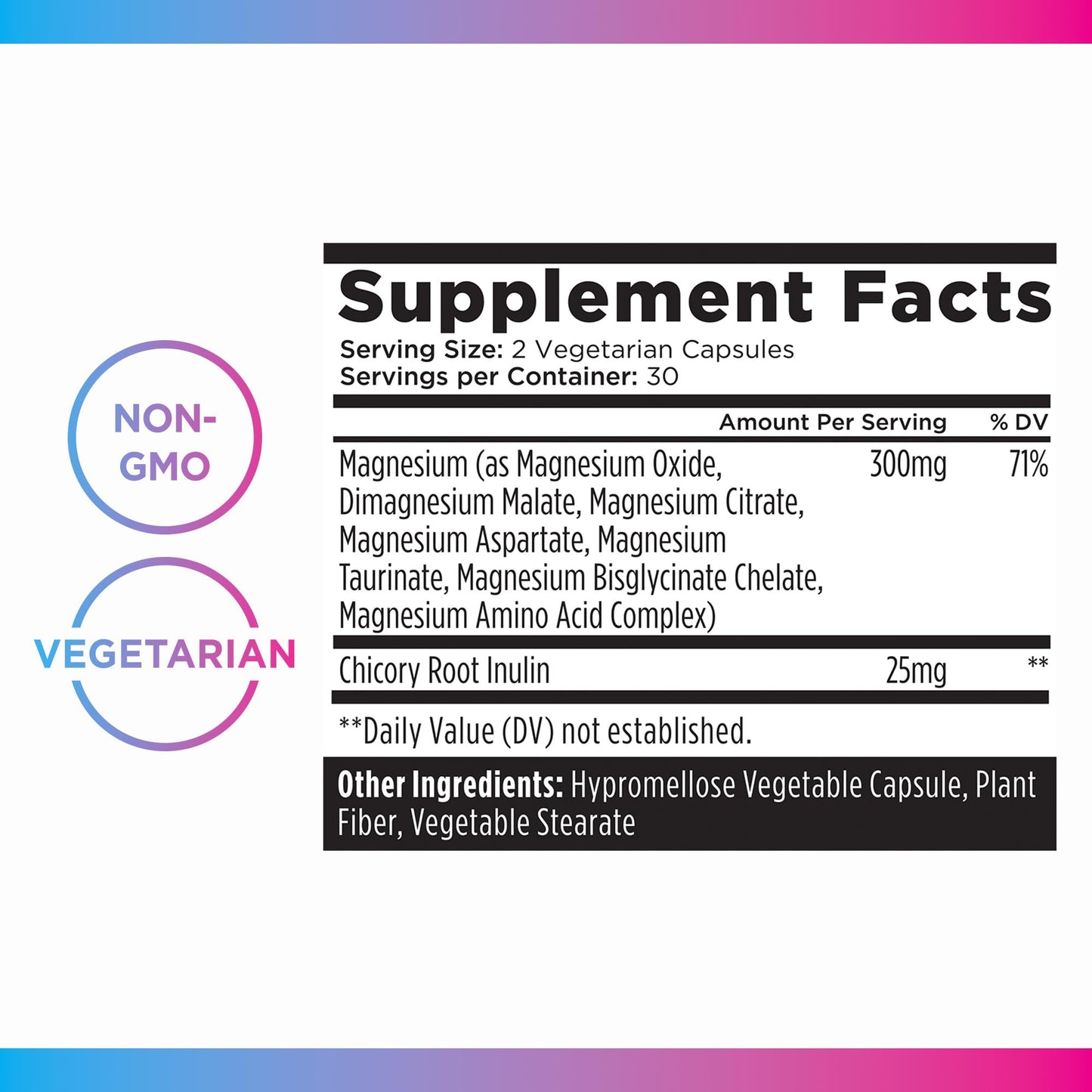 Livingood Daily Magnesium Supplement – 7-Form Glycinate-Citrate-Malate, 300mg, 60 Capsules