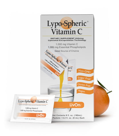 LivOn Laboratories Lypo-Spheric Vitamin C 1000 mg + 1000 mg Phospholipids per Packet | Liposome-Encapsulated, Non-GMO, 30 Packets