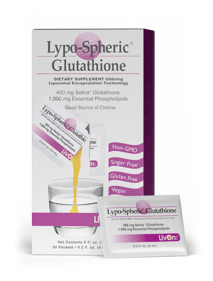 LivOn Lypo-Spheric Glutathione – 30 Packets, 450 mg Each, Liposome-Encapsulated, Non-GMO