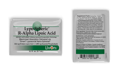 LivOn Liposomal R-Alpha Lipoic Acid – 226 mg Per Packet | 30 Packets | 2-Pack