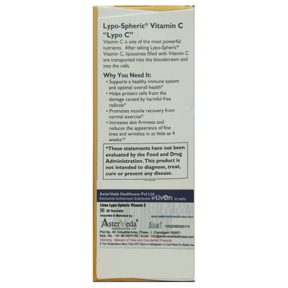 LivOn Laboratories Lypo-Spheric Vitamin C 1000 mg + 1000 mg Phospholipids per Packet | Liposome-Encapsulated, Non-GMO, 30 Packets