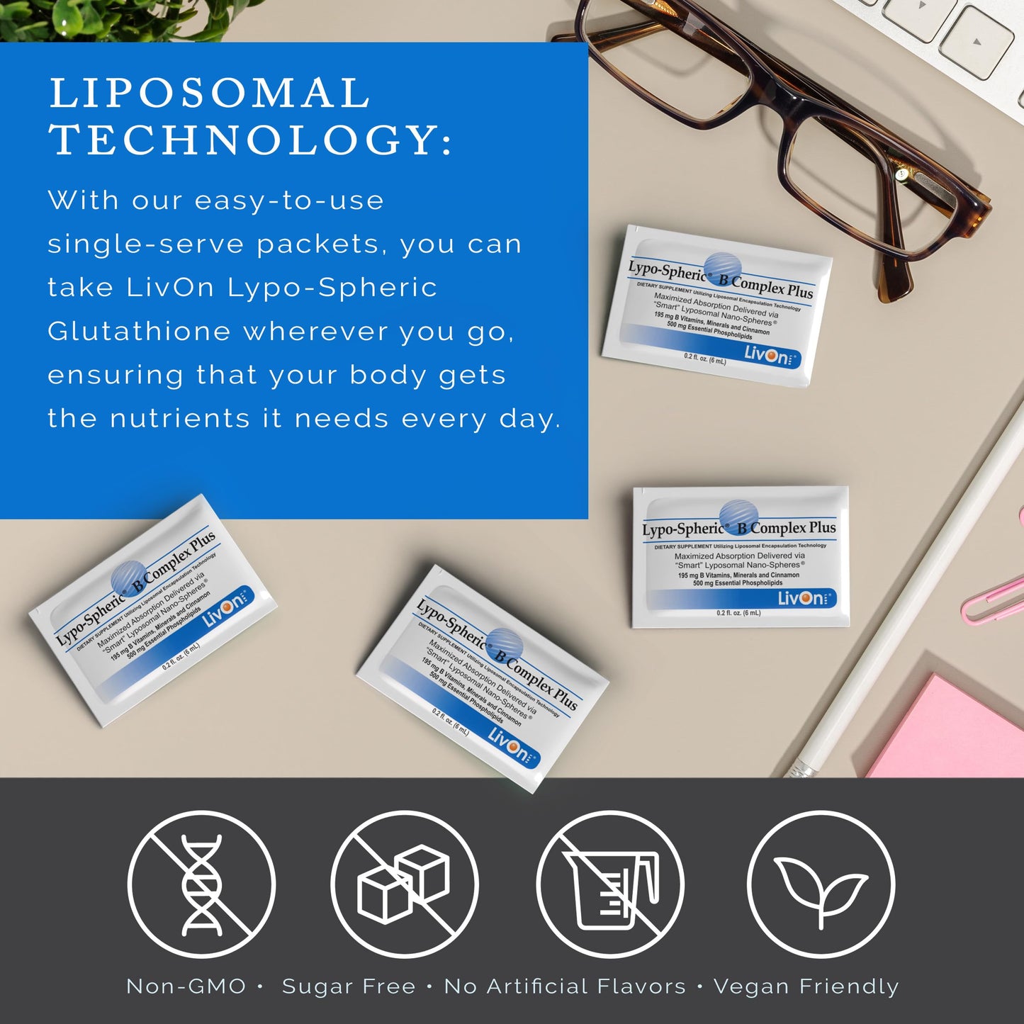 LivOn Lypo-Spheric B Complex Plus – 190 mg B Vitamins + Cinnamon | Liposome-Encapsulated, Non-GMO