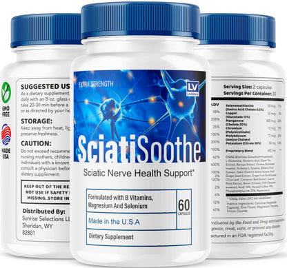LIVORKA (3 Pack) Sciatisoothe – Sciatisoothe Supplement, 180 Capsules for 3 Months
