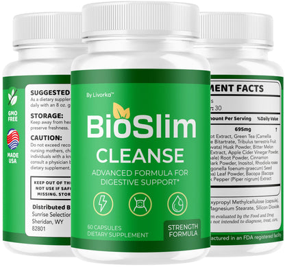 LIVORKA BioSlim Cleanse Capsules (2 Pack) Digestive Support & Wellness